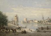 Jean Baptiste Camille  Corot The Harbor of La Rochelle Spain oil painting artist